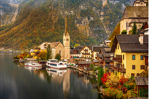 Hallstatt Village, Mountains and, an Architecture Photo by Nature and travel