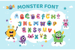 Cute monster alphabet. Funny color, an Animal Illustration by YummyBuum