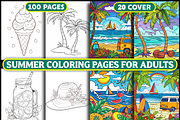Summer Coloring book For Adults, a Seasonal Illustration by Design Station (Thumbnail 1 of 4)