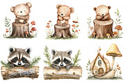 Cute Woodland Animal Clipart, an Illustration by Watercolor design (Thumbnail 4 of 10)
