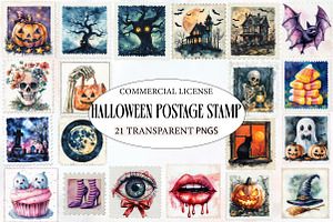 Halloween postage stamp clipart, an Illustration by Designworld