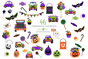 Cute Halloween Party Car Clipart