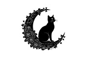 Cat on Crescent Moon Bundle, an Illustration by jahid234 (Thumbnail 18 of 31)