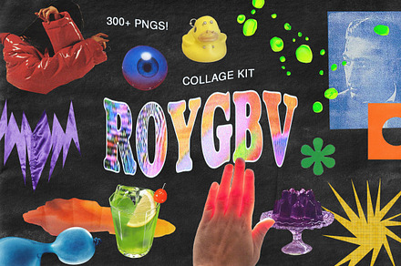 ROYGBV Rainbow Collage Kit, an Object Graphic by Maria Mystika Studio