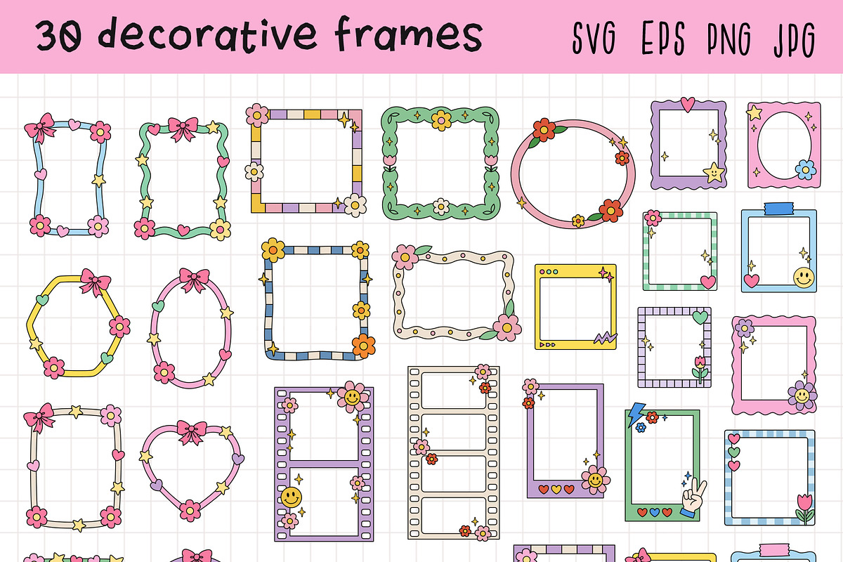 Whimsical Frames Vector Clipart, an Object Illustration by NataKa (Photo 2 of 4)