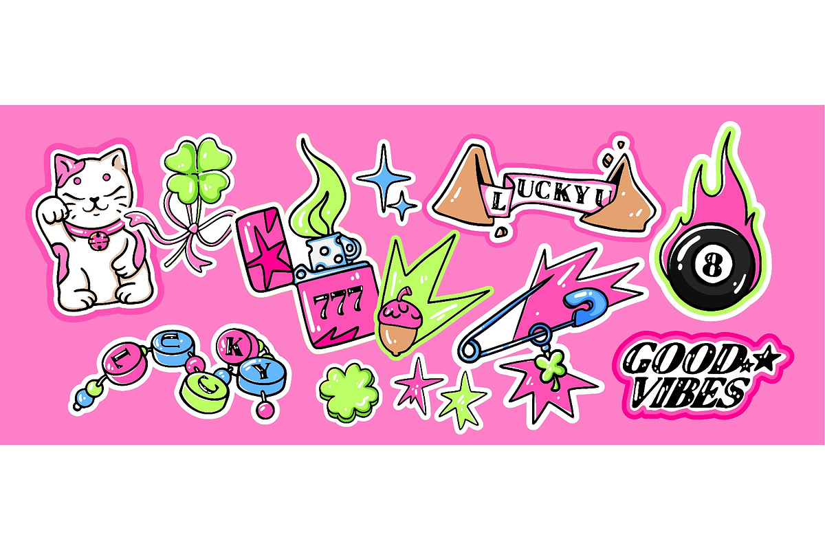 Lucky sticker set with colorful, an Object Illustration by art PVP - market (Photo 1 of 3)