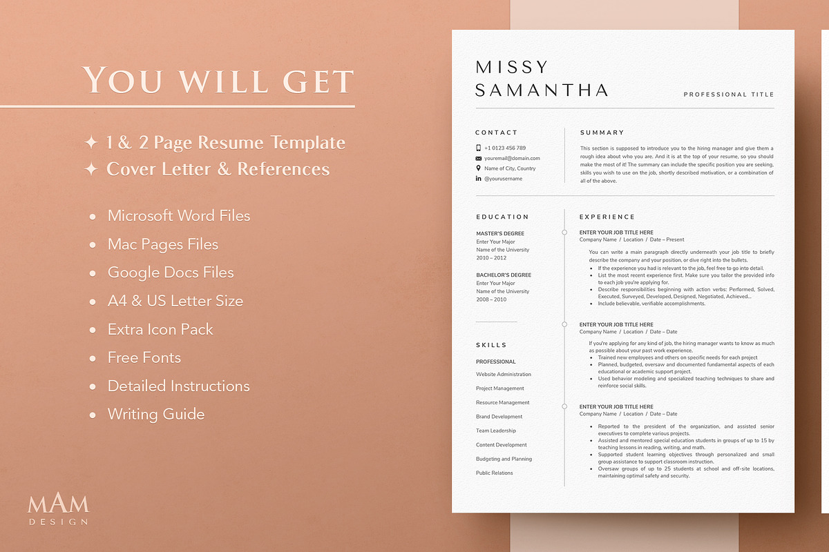 Minimalist Modern Resume Template, a Resume Template by MAM Design (Photo 10 of 10)