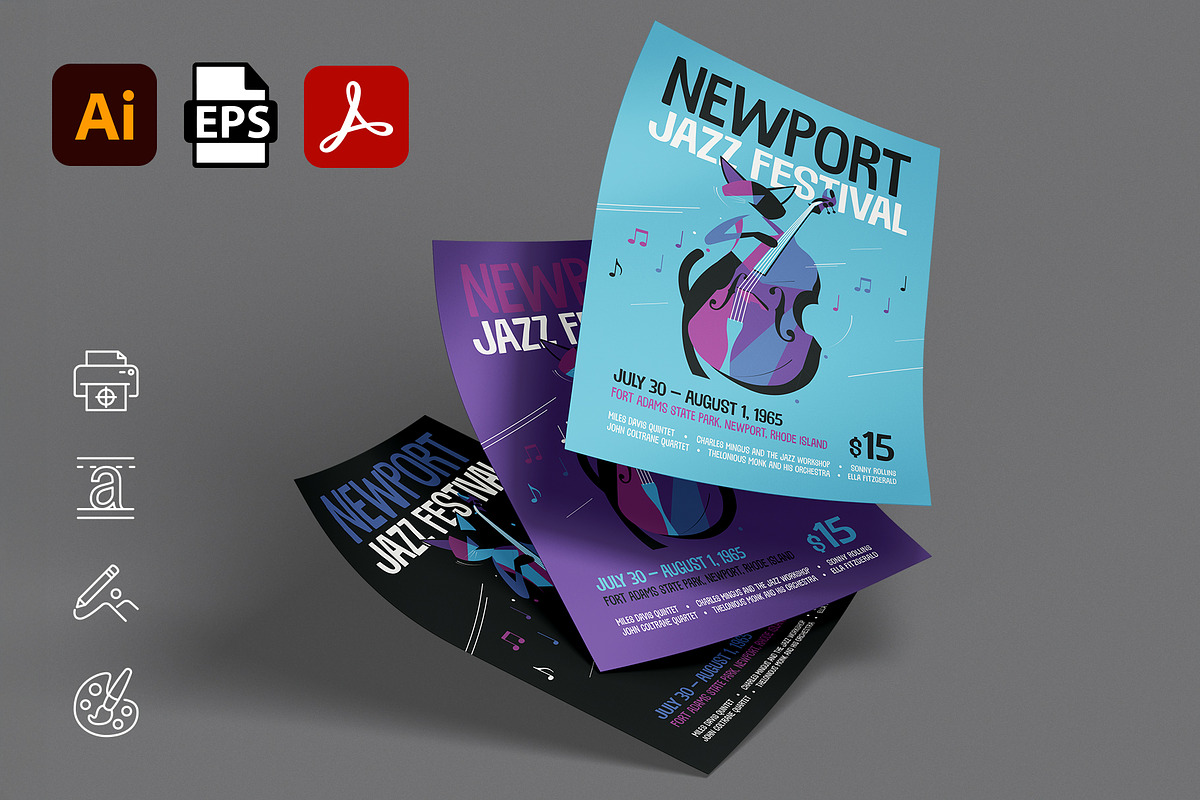 Jazz Leaflet Template - A5 Retro Flyer