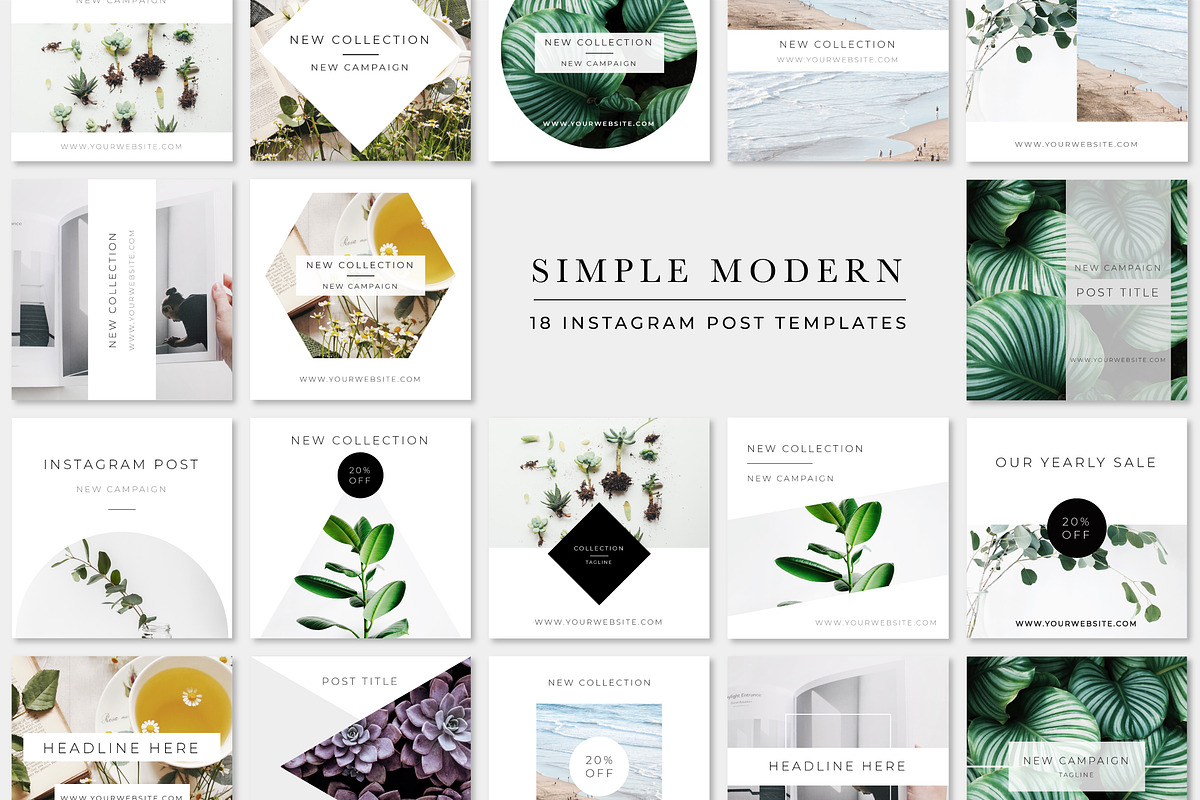 Simple Modern Instagram Pack, a Social Media Template by Bold Leap Creative (Photo 1 of 3)