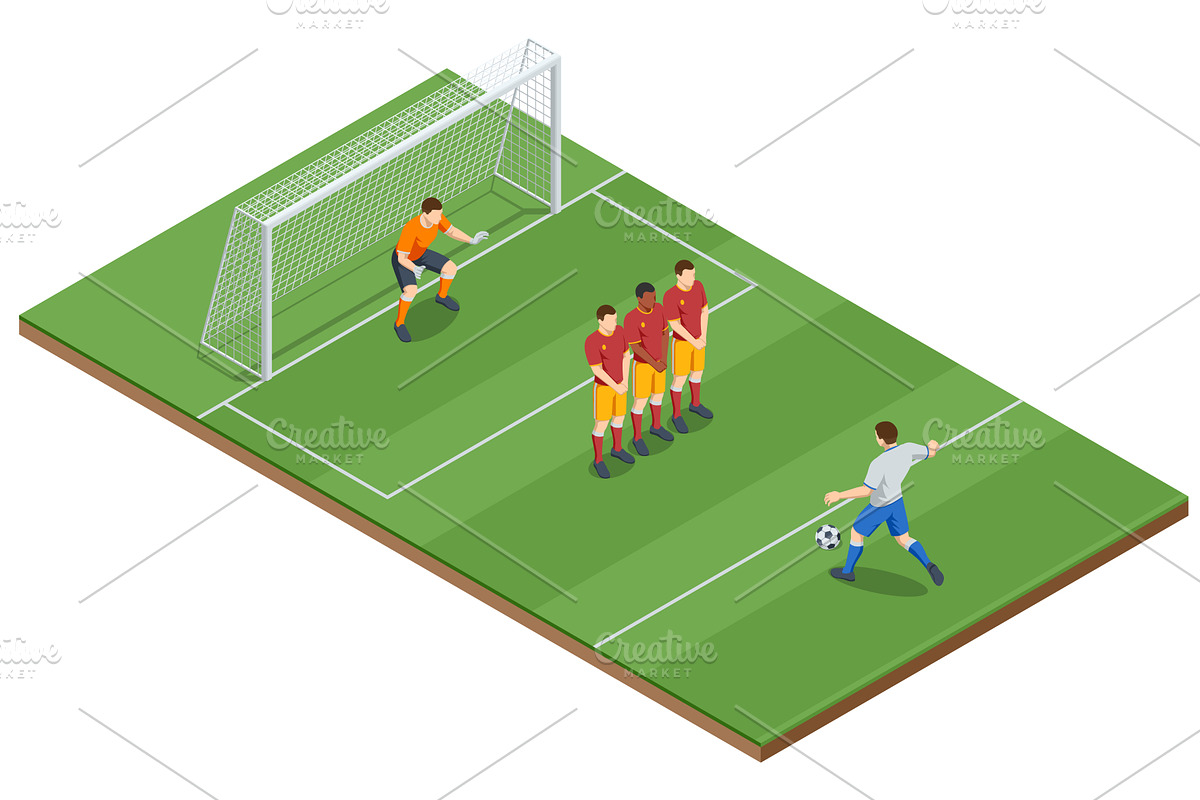 Isometric football free kick with, a Sport Illustration by Golden Sikorka