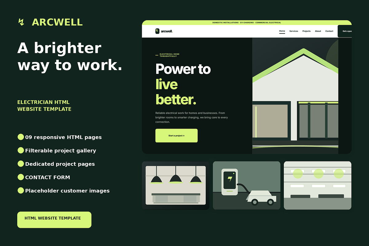 ARCWELL - Electrician HTML Template, a HTML Template by Darweish Designs (Photo 1 of 5)