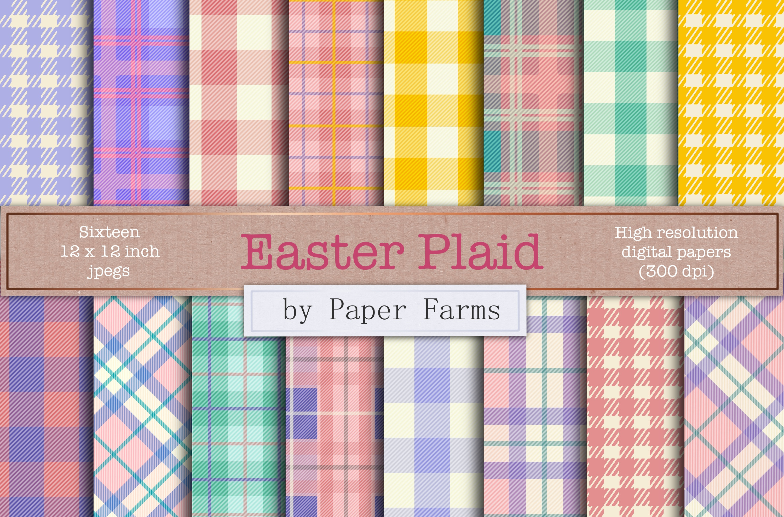 Easter plaid digital paper, a Pattern Graphic by Paper Farms