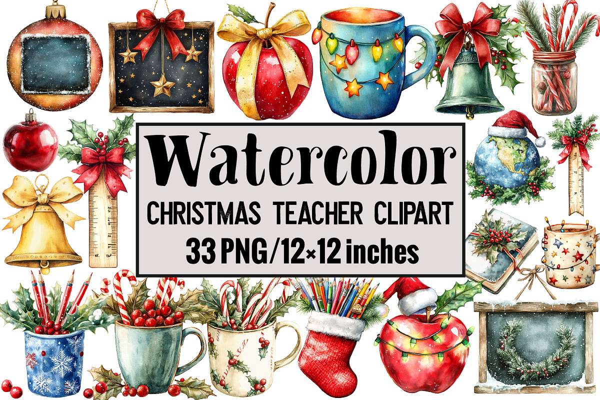 Christmas Teacher Clipart, an Illustration by Design Market (Photo 1 of 3)