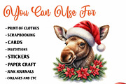 Watercolor Christmas Animals, a Seasonal Illustration by CreationArt (Thumbnail 5 of 7)