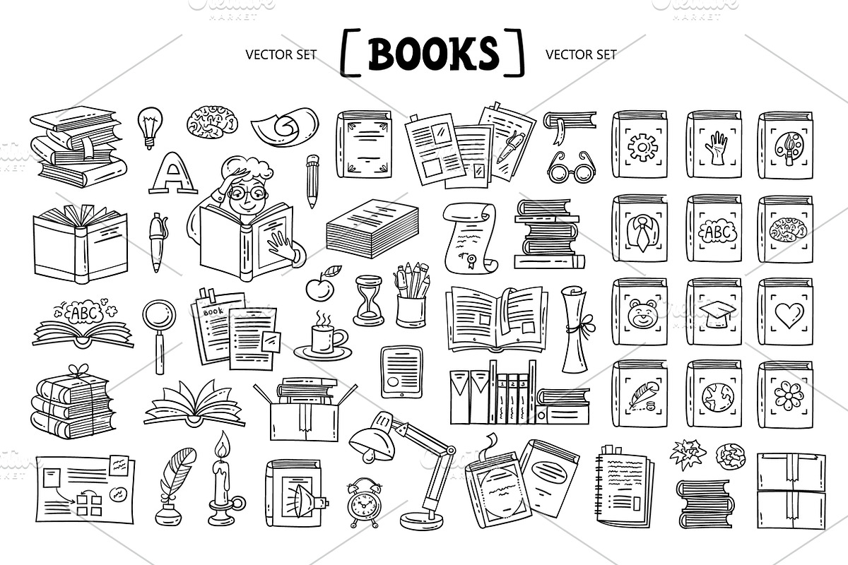 Vector set on the theme of books, an Object Graphic by Olga Chuklay (Photo 2 of 2)