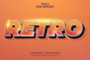 Retro Text Effect, Editable Vintage