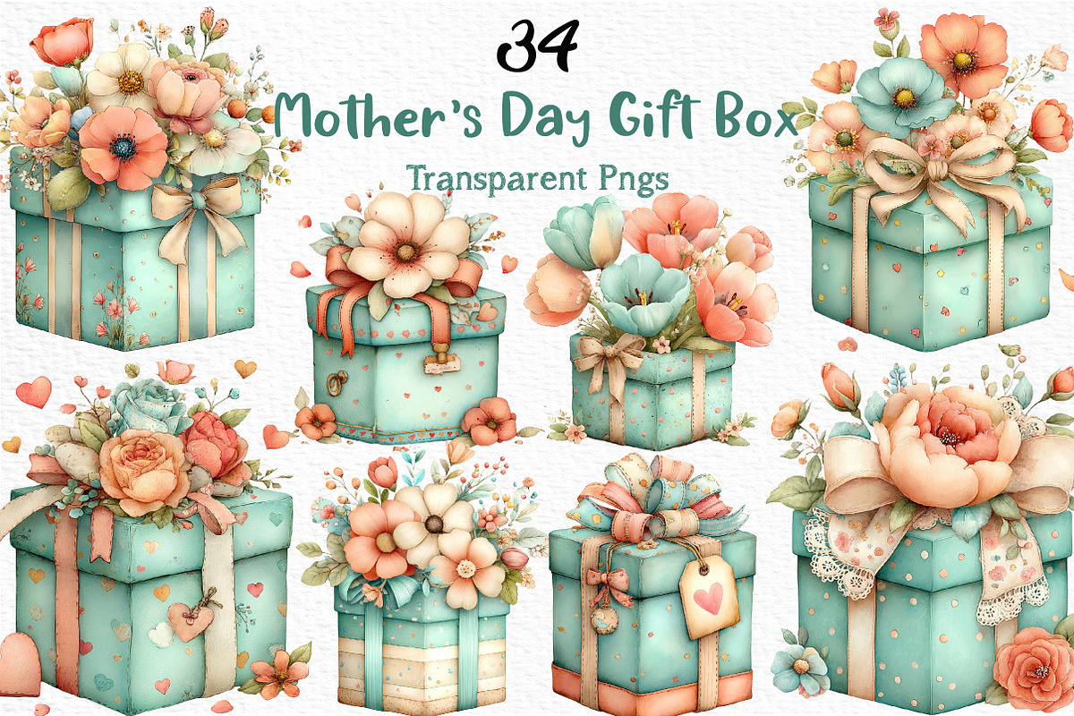 Mother’s Day Gift Box Clipart, an Illustration by Craft Nest (Photo 1 of 6)
