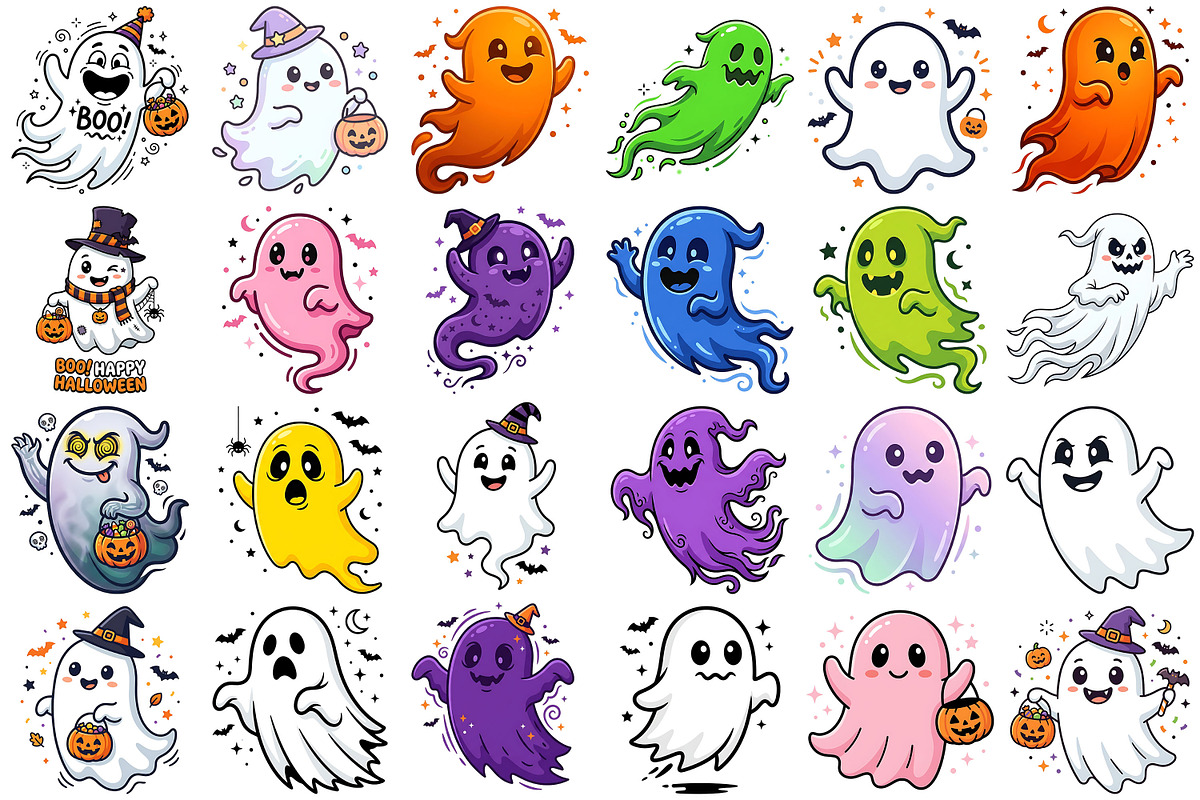 Halloween Spooky Ghost Clipart, a Seasonal Illustration by Forhadx5 (Photo 4 of 11)