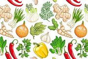 Vector vegetable pattern with herbs, a Pattern Graphic by Primula`s shop (Thumbnail 2 of 3)