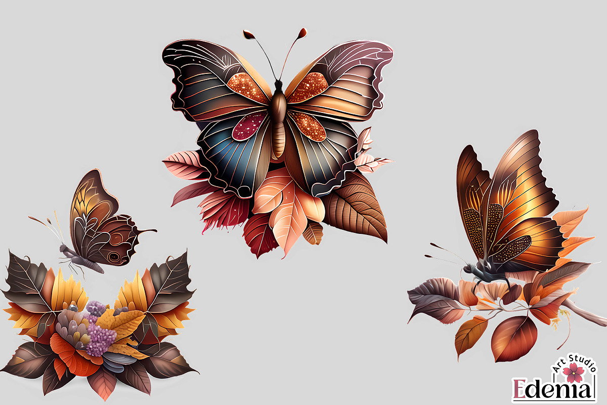 Fall Butterflies Clipart Sublimation, an Animal Illustration by EdeniaArtStudio (Photo 4 of 4)