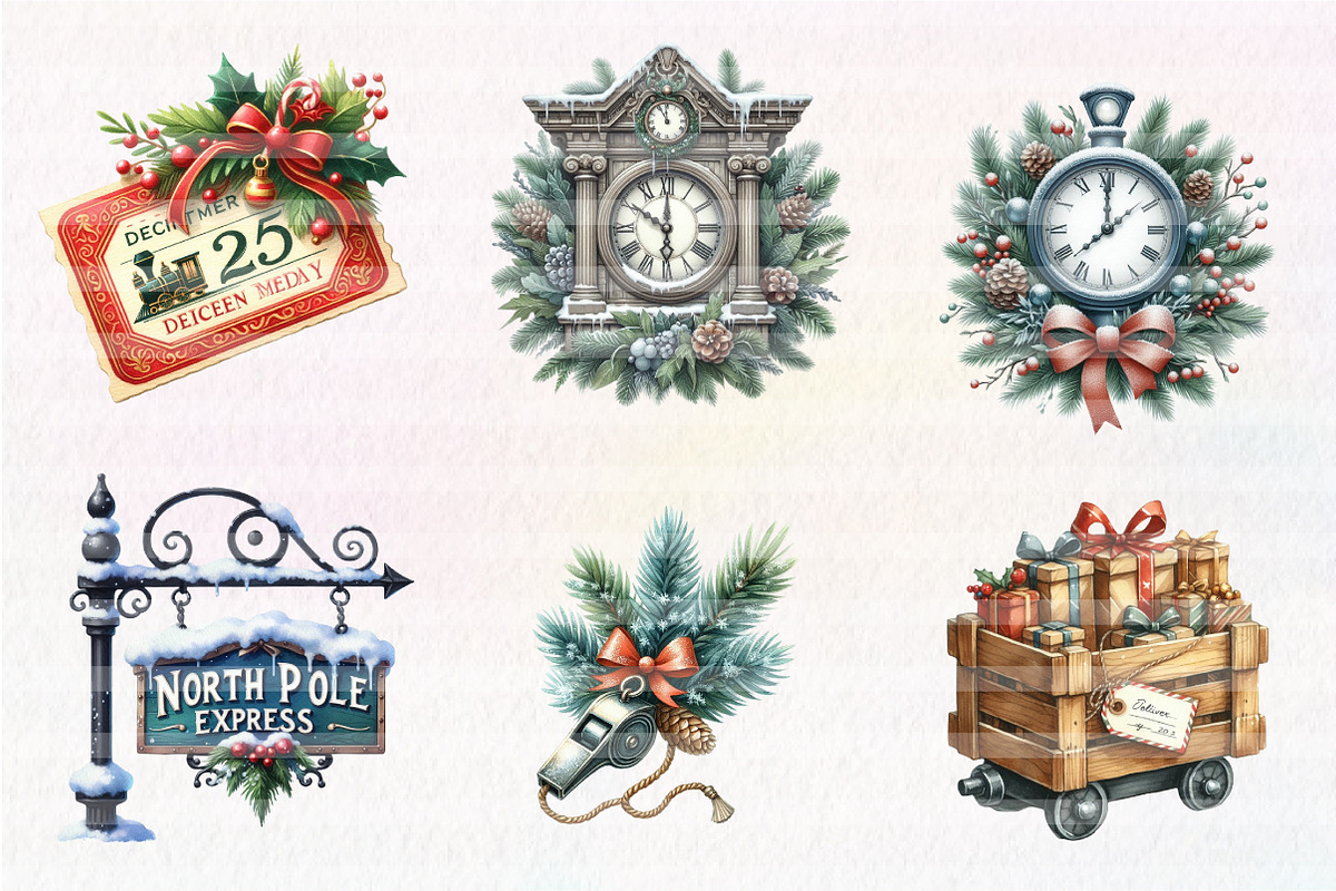 Christmas Train Station Clipart, an Illustration by CreationArt (Photo 5 of 5)