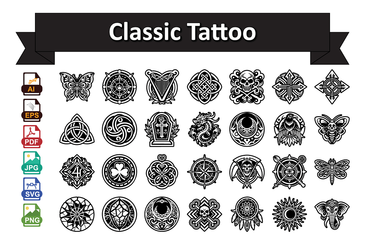 Classic Tattoo Icon Pack, an Icon by Vector Portal (Photo 1 of 6)