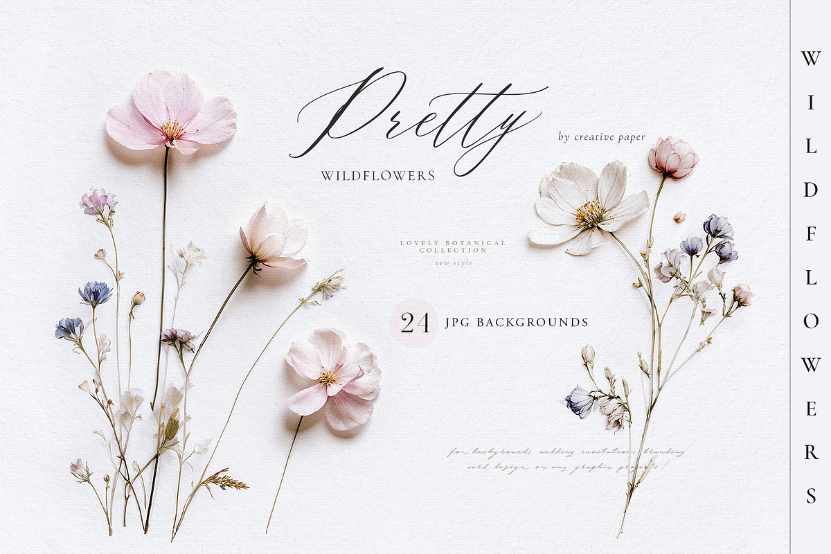 Pretty Wildflowers I Pressed Flowers, a Background Graphic by by creative paper (Photo 1 of 14)