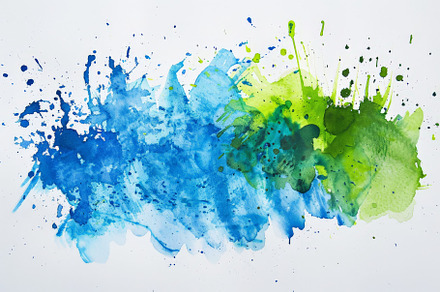 Hand painted blue and green watercol, a Background Photo by Pixeness