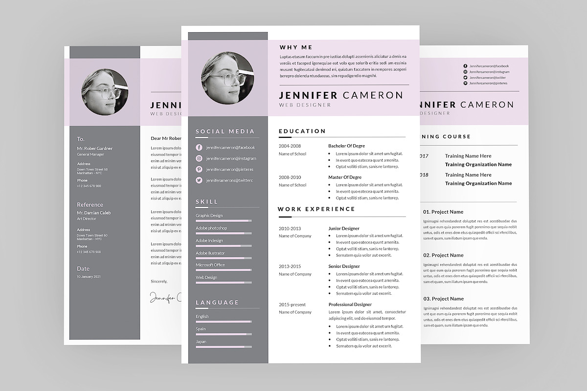 Jennifer Web Resume Designer, a Resume Template by AQR Studio