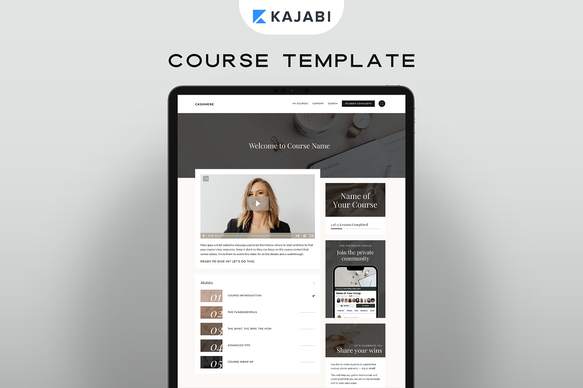 Kajabi Course Template for Courses, a Landing Page Template by Pixel & Flow (Photo 1 of 10)