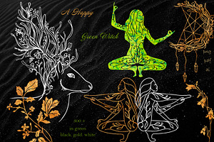 GREEN WITCH YOGA Line Art BUNDLE