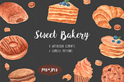 Watercolor Sweet Bakery set, a Food Illustration by kate_illustration (Thumbnail 1 of 5)