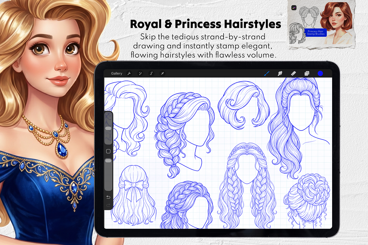 1500+ Hair Procreate Bundle, a Brush Add-On by Selentaori Studio (Photo 5 of 15)