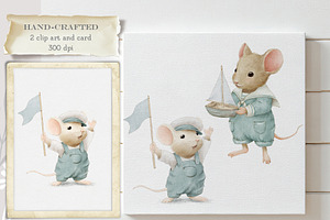 Cute Mouse Sailor birthday clipart, an Animal Illustration by AlenaVlasko stock Market