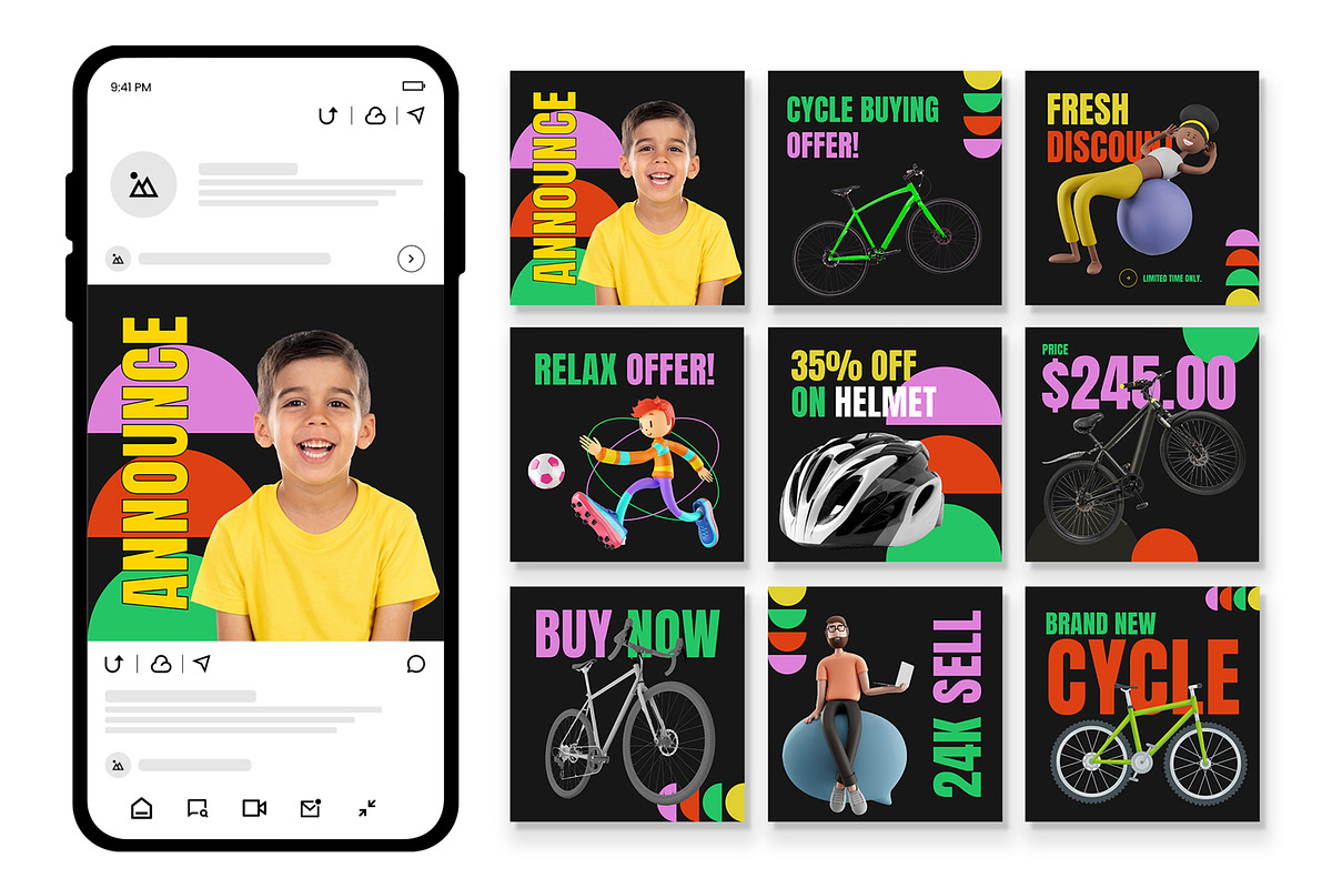 Cycle Sale Offer Social Media Post, an UI Kit Template by CreativeShaper (Photo 1 of 3)