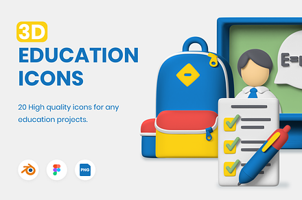 3D Education Icons