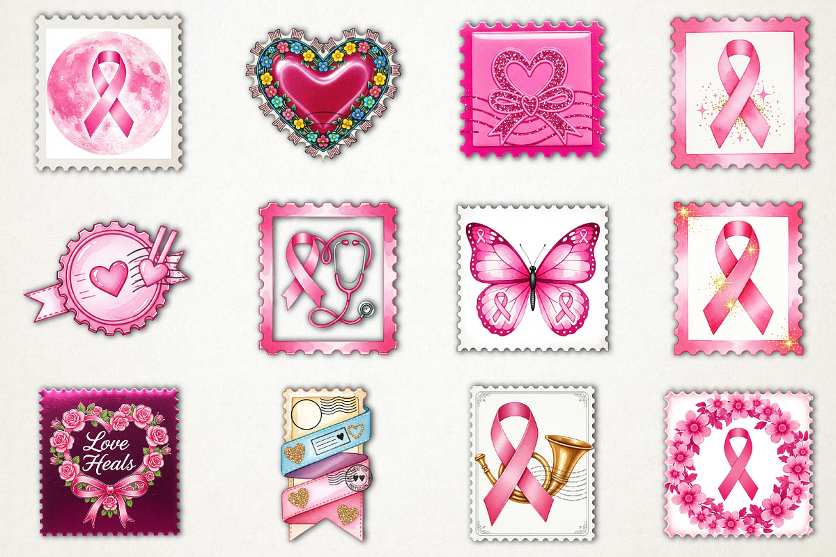 Breast Cancer Postage Stamp Clipart, an Illustration by RobertsArt (Photo 5 of 5)