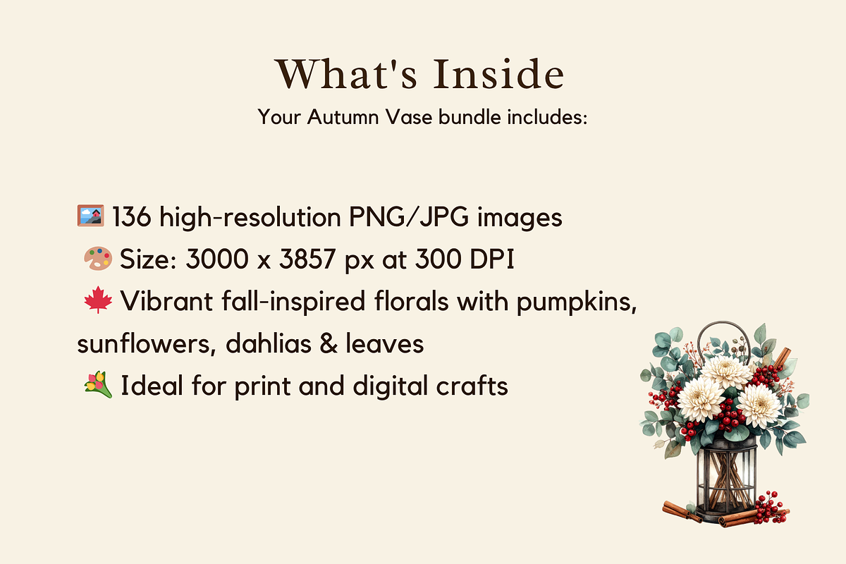 Autumn Flower Vase Graphics Bundle, a Decorative Illustration by Daffodil Dream Studio (Photo 2 of 3)