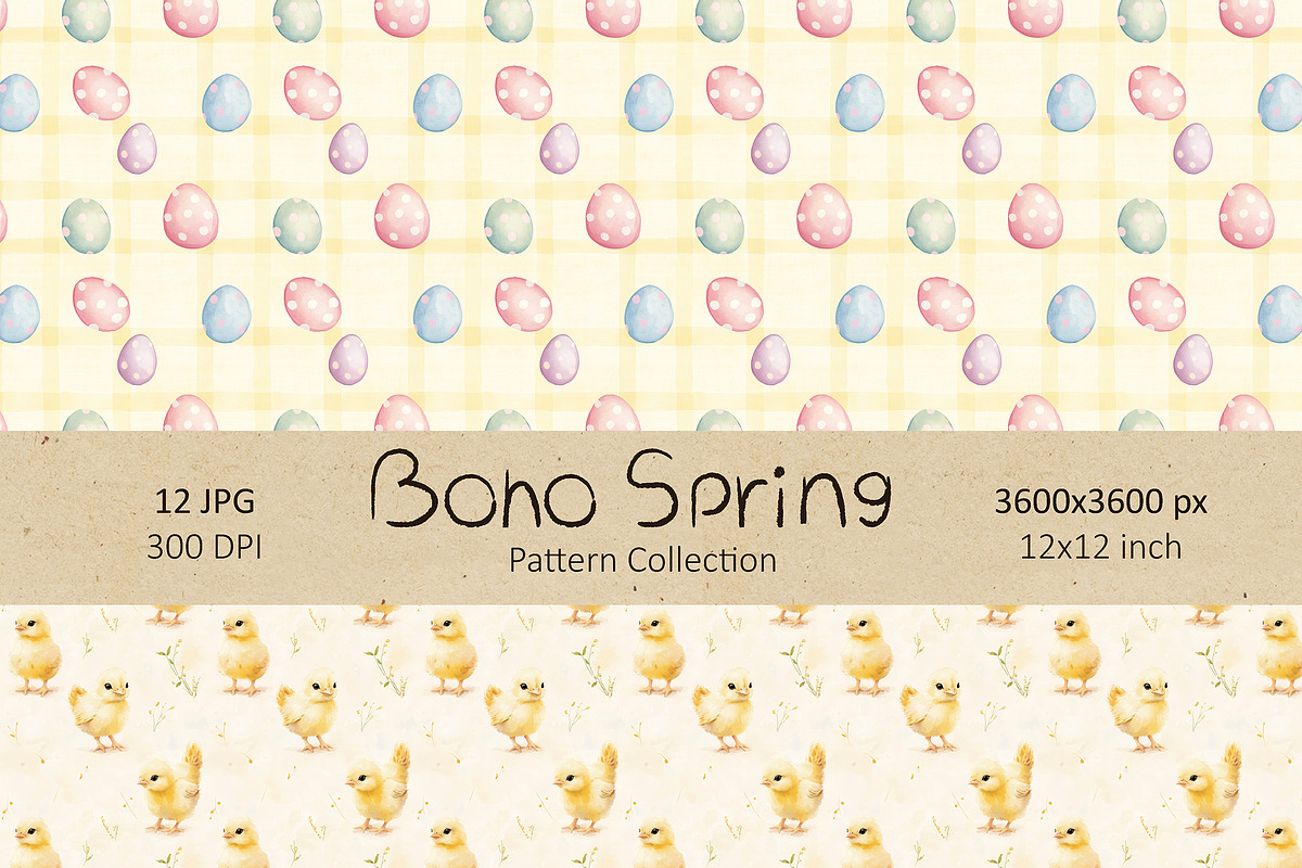 Boho Easter Spring Patterns Set, a Pattern Graphic by IrenKlm (Photo 8 of 9)