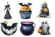 Watercolor Halloween Clipart, an Illustration by Designworld (Thumbnail 2 of 6)