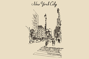 Streets in New York, USA, a Person Illustration by TheMountBirdStudio