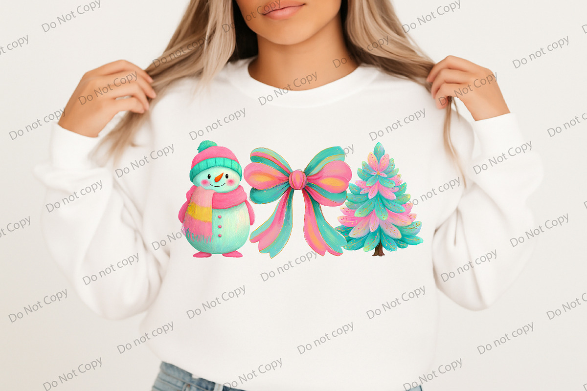 Snowman, Bow and Tree Christmas Png, an Illustration by Libby Wishes (Photo 4 of 7)