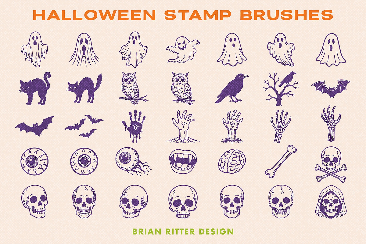 Halloween Stamp Brushes, a Brush Add-On by Brian Ritter Design (Photo 3 of 5)