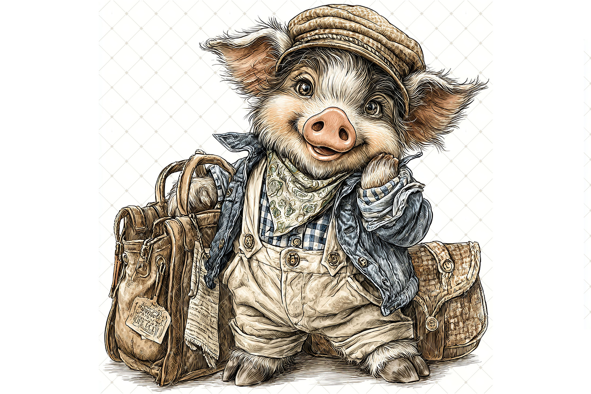 Piglet In Outfit Clipart JPG, an Animal Illustration by Memories By Lea (Photo 14 of 20)