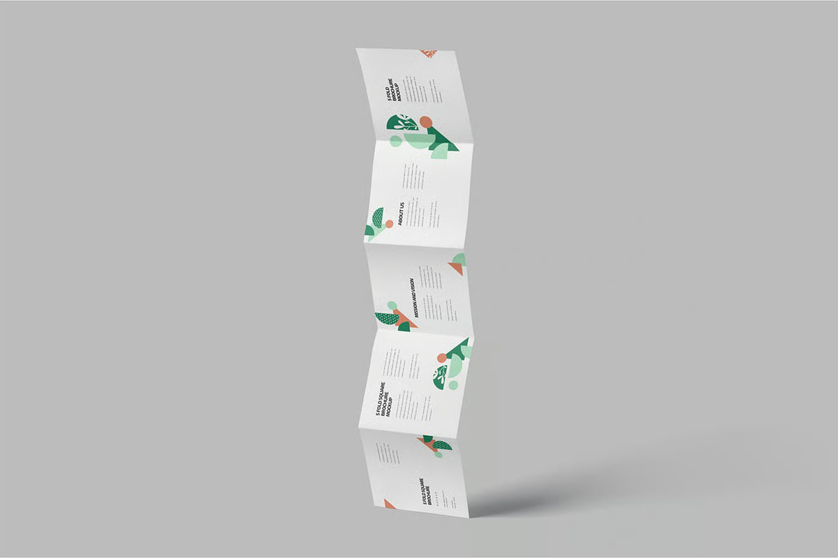 5 Accordion Square Flyer Mockups, an Advertising Mockup by megostudi0 (Photo 4 of 7)