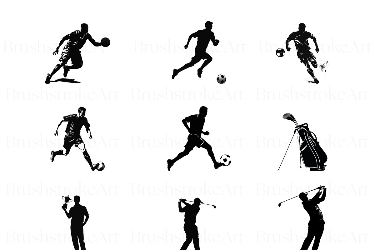 Sports Silhouette Clipart, Football, a Sport Illustration by BrushstrokeArtGB (Photo 4 of 9)