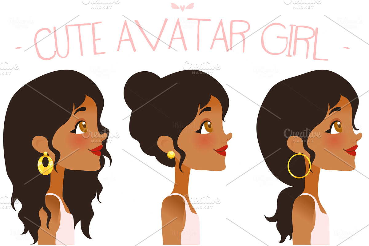 Cute Vector Girl - Profile, an Illustration by Melisende Vector