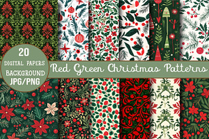Red Green Christmas Patterns, a Pattern Graphic by DreamCafeArt