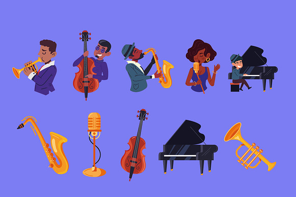 Jazz Musicians and Instruments Set preview 2
