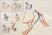 Colorful Thread Horse Embroidery Art, an Animal Illustration by yahu88studio (Thumbnail 1 of 7)
